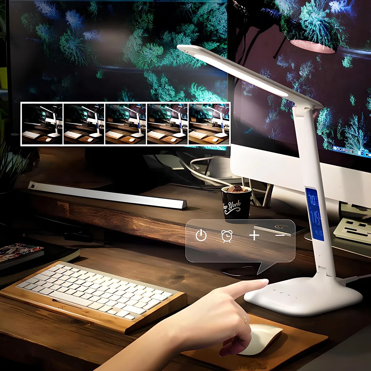 Retoo Lampada da scrivania LED con funzione di ricarica USB, lampada da tavolo lampada da ufficio con 5 livelli di luminosità, controllo sensibile, lampada da comodino, 1200 lux, 5W, lampada da