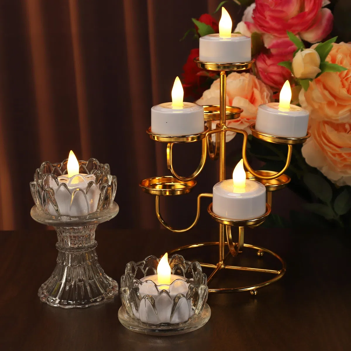 EXTSUD Set di 6 Candele Riscaldatore LED Ricaricabile Candela LED Fiamma Tremolante con Stazione di Ricarica e Telecomando, Decorazione per Natale Compleanno Matrimonio Cena Ristorante Hotel