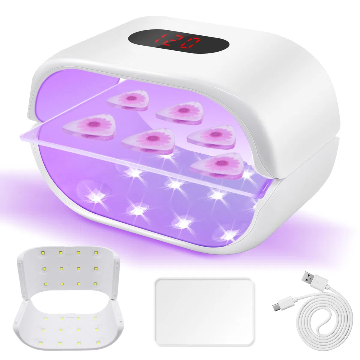 Lampada UV per resinas,lampada a doppio lato in resina UV con display LED,36 W,asciugatura rapida,regolazione dell'ora regolabile,utilizzabile per fai da te,resina,forme di Gioielli