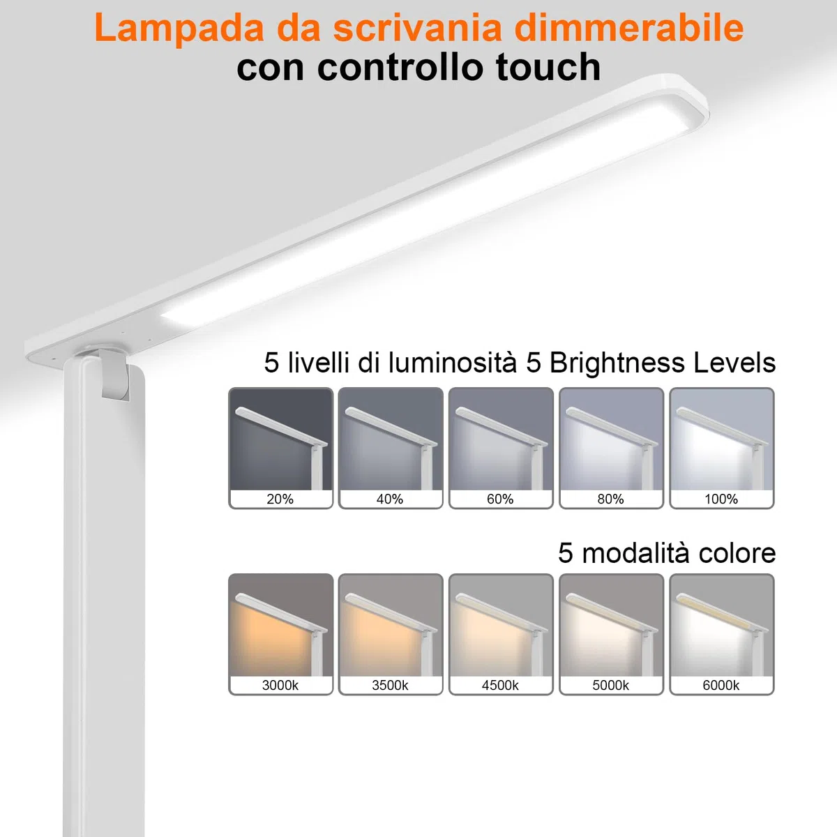lampada da scrivania,lampada da lettura,dimmerabile lampada da tavolocon porta USB, 3 modalità di illuminazione, lampada da comodino pieghevole per lettura,unghie,lavoro,studiare,ufficio,dormitorio
