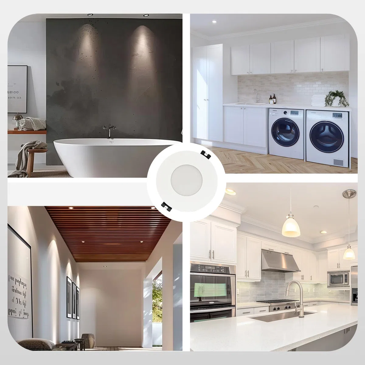 GY Porta Faretto LED da Incasso, Cornice Faretti LED da Incasso GU10 per Cartongesso, Portafaretto Rotondo Bianco, Impermeabile IP65, Apertura Ø75 x 100 mm, 6 Portalampade GU10 e MR16 Inclusi