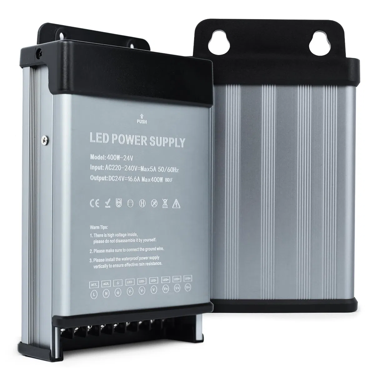 KSIBNW Trasformatore LED 24V 400W Driver, Alimentatore Impermeabile IP44 LED Transformer AC 220V a DC 24V 16,6A Trasformatori Interruttore Esterno Adattatore Tensione Costante Alimentatoredi Bassa