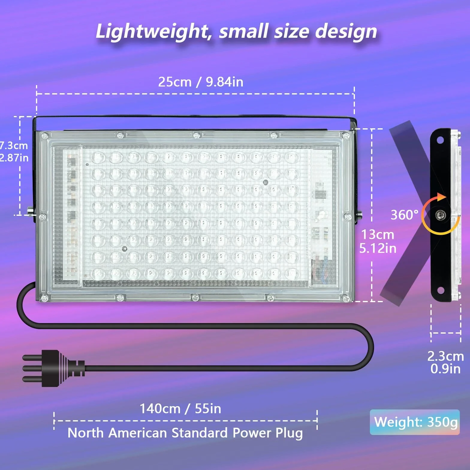 Glostars 100W LED Luce Nera, Potente Faretto UV, IP66, Lampada UV 395-400 nm con Interruttore per Festa di Natale, Luce della Sera, Festa Glow, Esterno (1 confezione)
