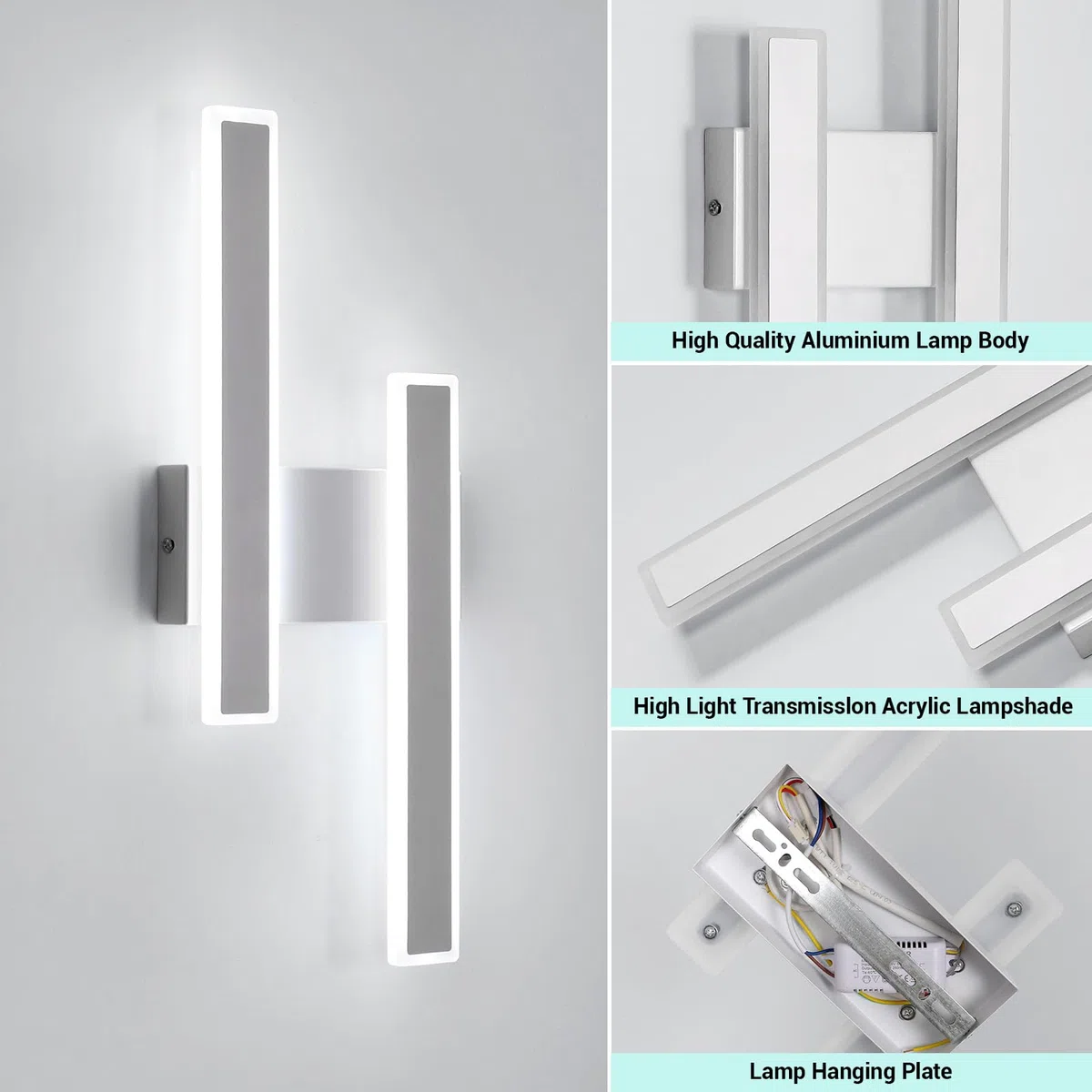 DELIPOP Applique da Parete Interno, 32W 3600LM Moderna Lampada da Parete, Creativo Bianca Fredda 6500K lampada a Muro per Soggiorno, Camera da letto, Scale, Corridoio