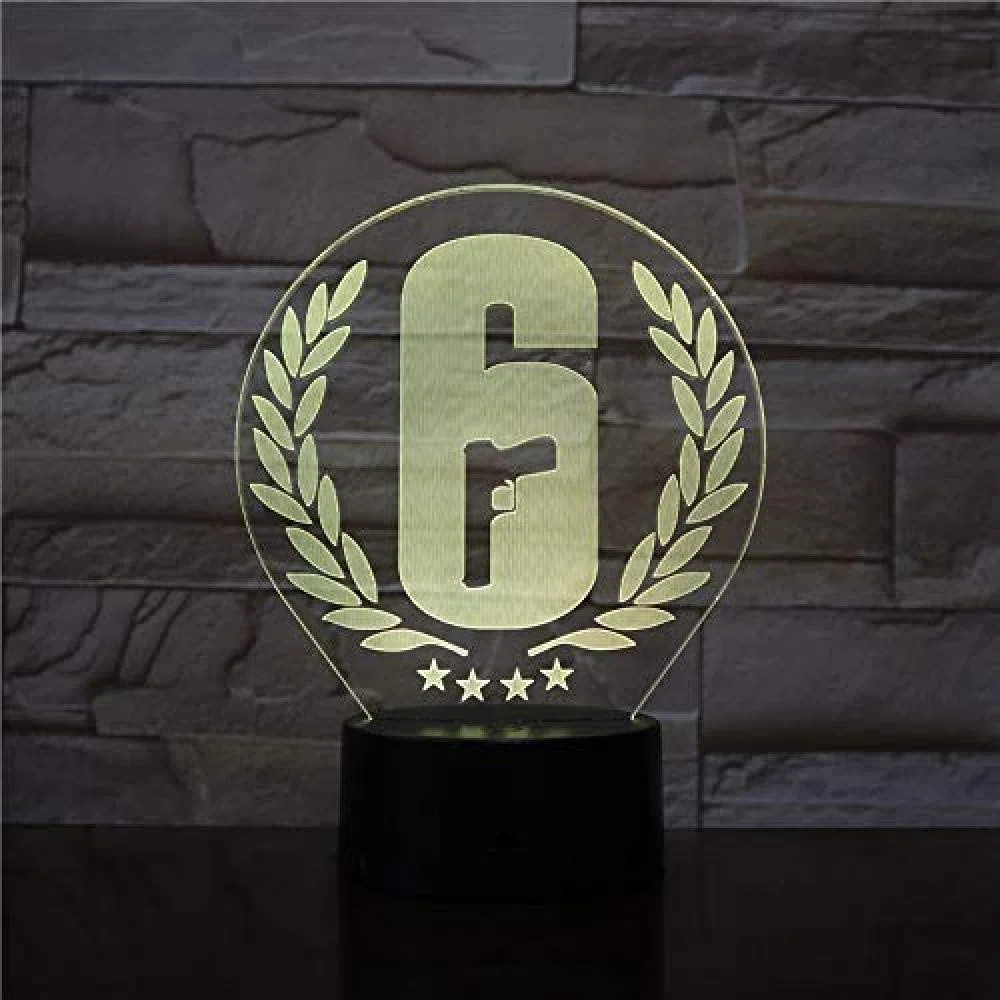 Lampada da notte a LED 3D Rainbow Six Siege Touch Control Sensor 7 colori che cambiano regalo per bambini Fps Tavolo da gioco Rainbow 6 Lampada di design