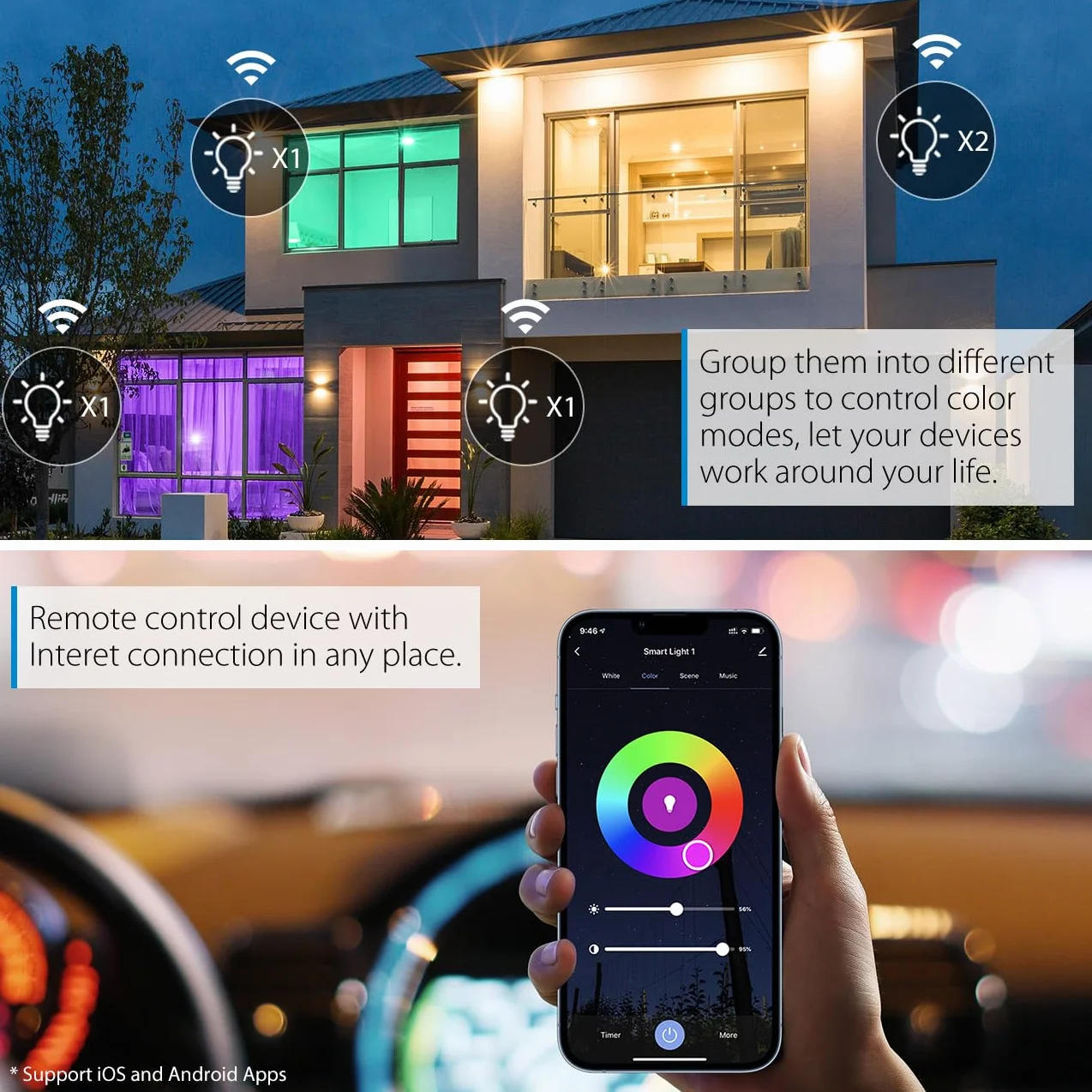 LVWIT Lampadine Alexa, Lampadina Smart E14 Wifi, 5W Equivalenti a 40W, 470Lm, Lampadine Smart con Telecomando Compatibile con Alexa, Echo and Google Assistant, RGB Intelligente Dimmerabile,2 Pcs