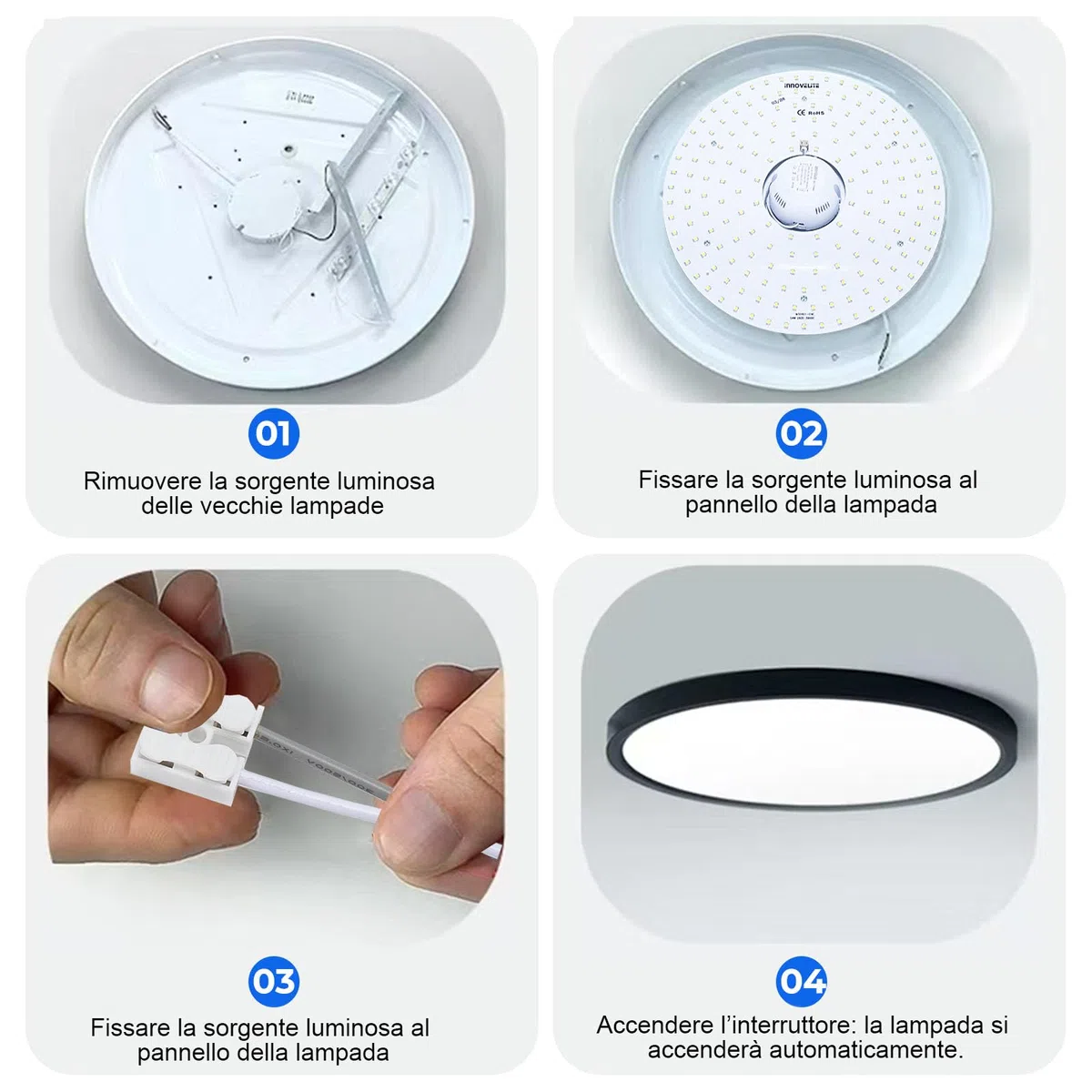 Voltix Modulo LED Circolare per Plafoniera, 220V, 54W 5400lm Ultra Slim con Calamita, Luce Bianca Naturale, Ricambio Tubo Neon LED, Facile da Installare (Bianca naturale / 4000K, 54W)