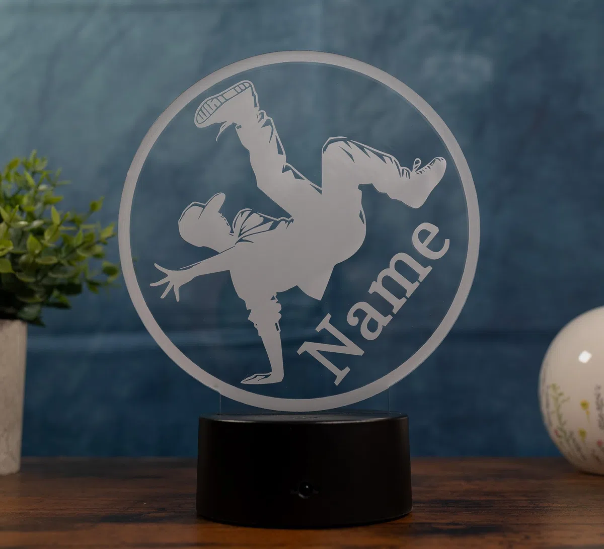 Lampada Breakdance personalizzata, luce notturna a LED con nome, decorazione hip hop e regalo per ballerini, lampada da danza per cameretta dei bambini, soggiorno e appassionati di danza