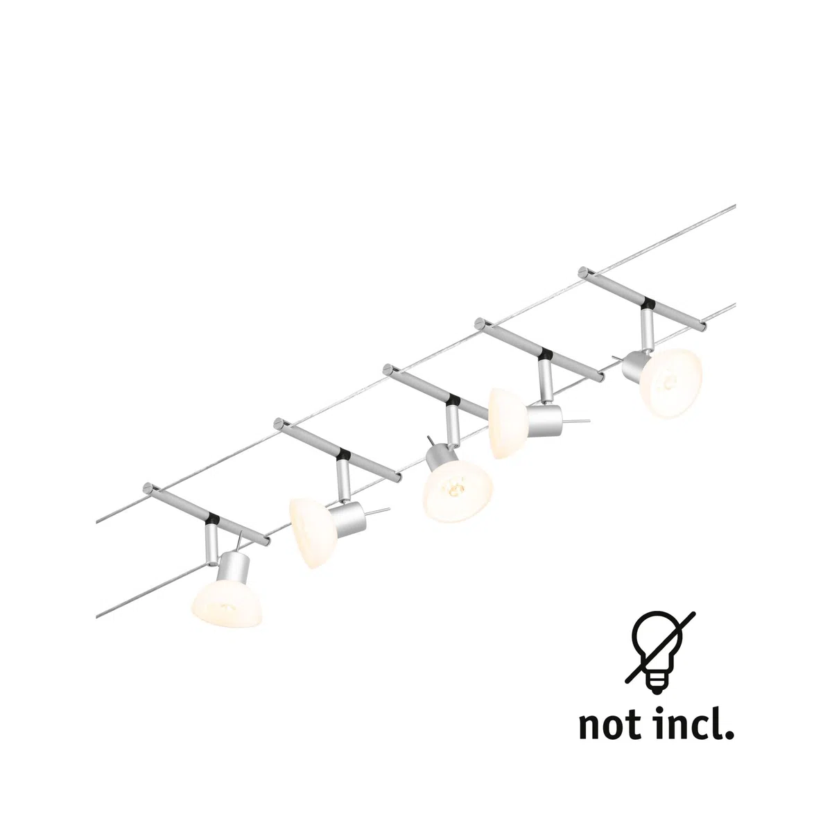 Paulmann CorDuo, sistema di cavi per faretti, 94448, set Sheela, massima CC 5 pezzi da 10 Watt l’uno, estensibile, cromato, opaco, cavi, in plastica, GU 5,3, senza lampadine