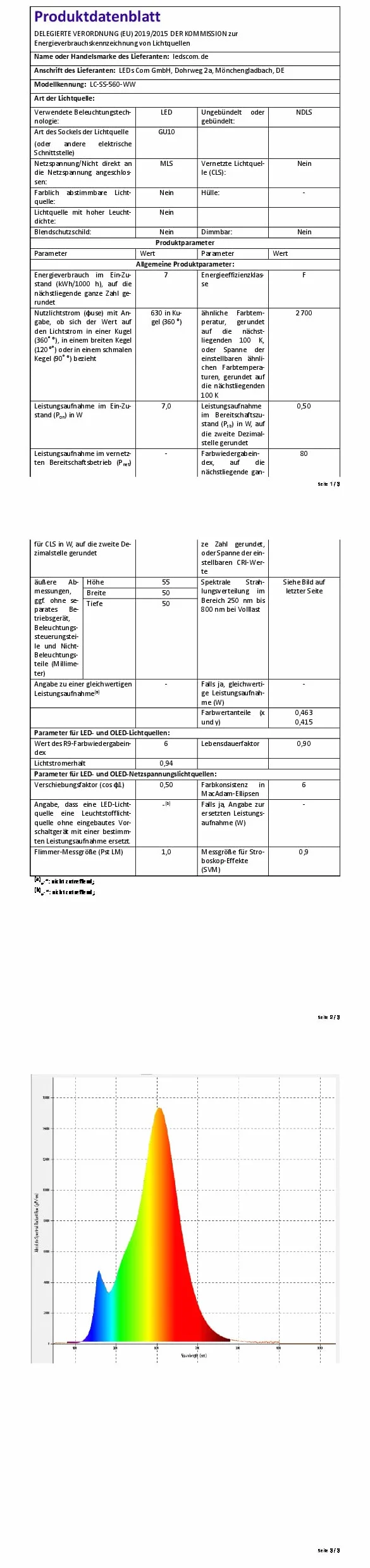 ledscom.de Luce a morsetto GU10 KLUK con collo d'oca, bianco incl. GU10, bianco caldo, 6,826W 630lm