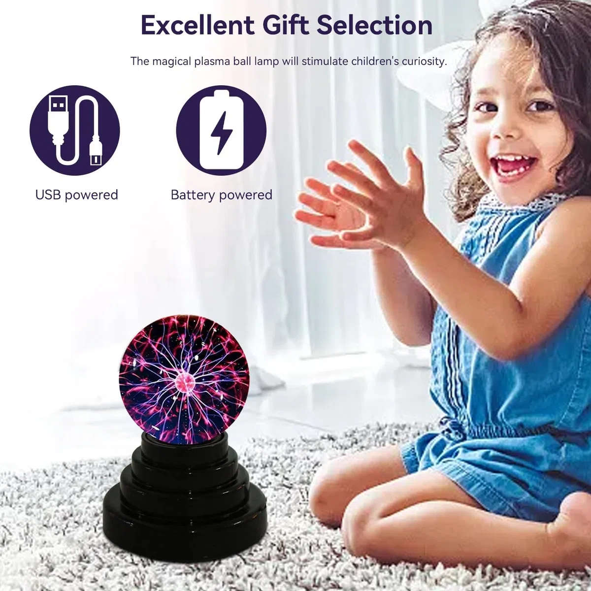 Agatige Lampada Magica a Sfera al Plasma da 3 Pollici, Sfera sensibile al Tocco Mini Sfera Nebulosa Globo con Luce Divertente per Decorazioni domestiche per Feste