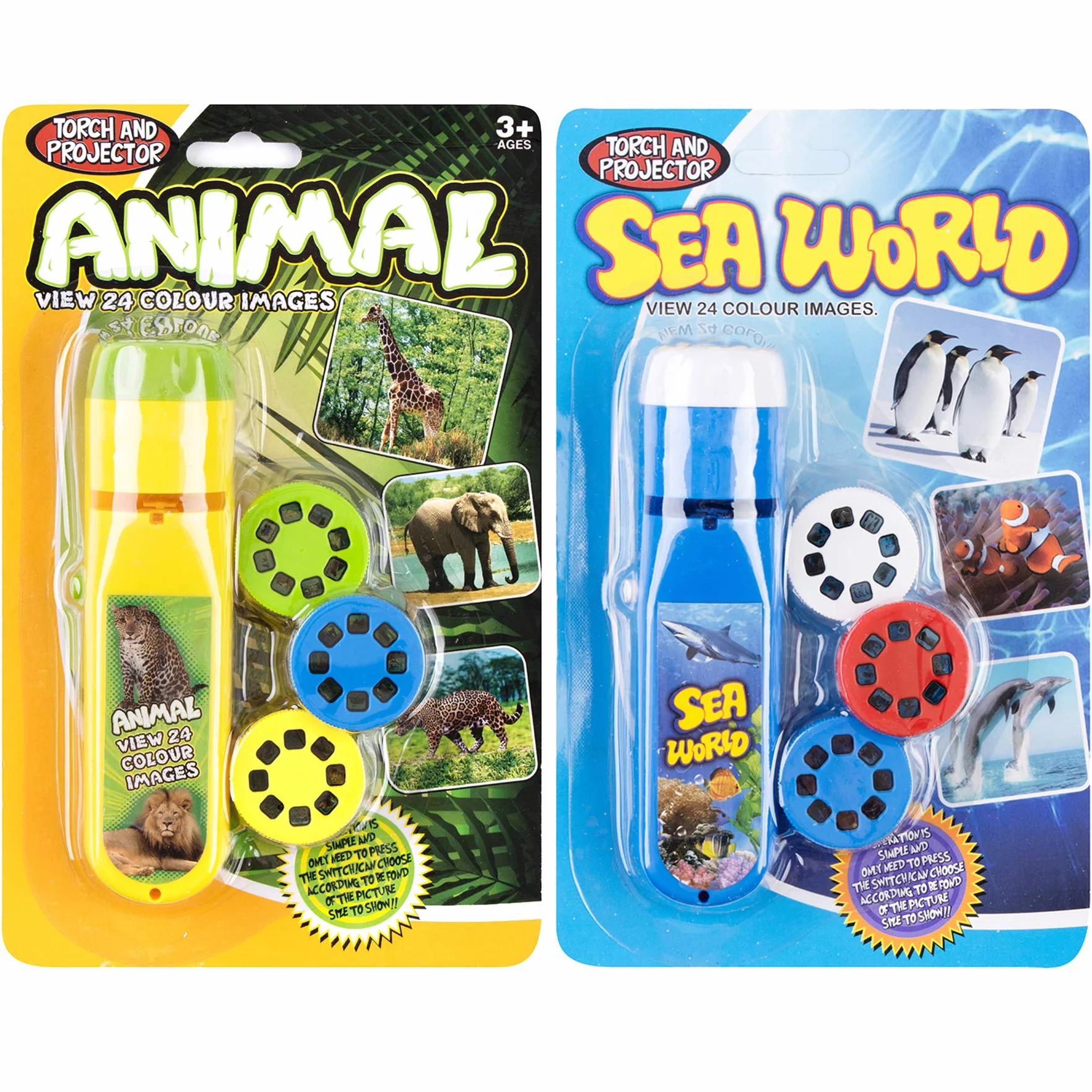 Georgie Porgy Torcia e Proiettore Bambini Proiettore Giocattoli per Parete Soffitto Tenda Educativo Scienza Impostato (Animale + Sea World)