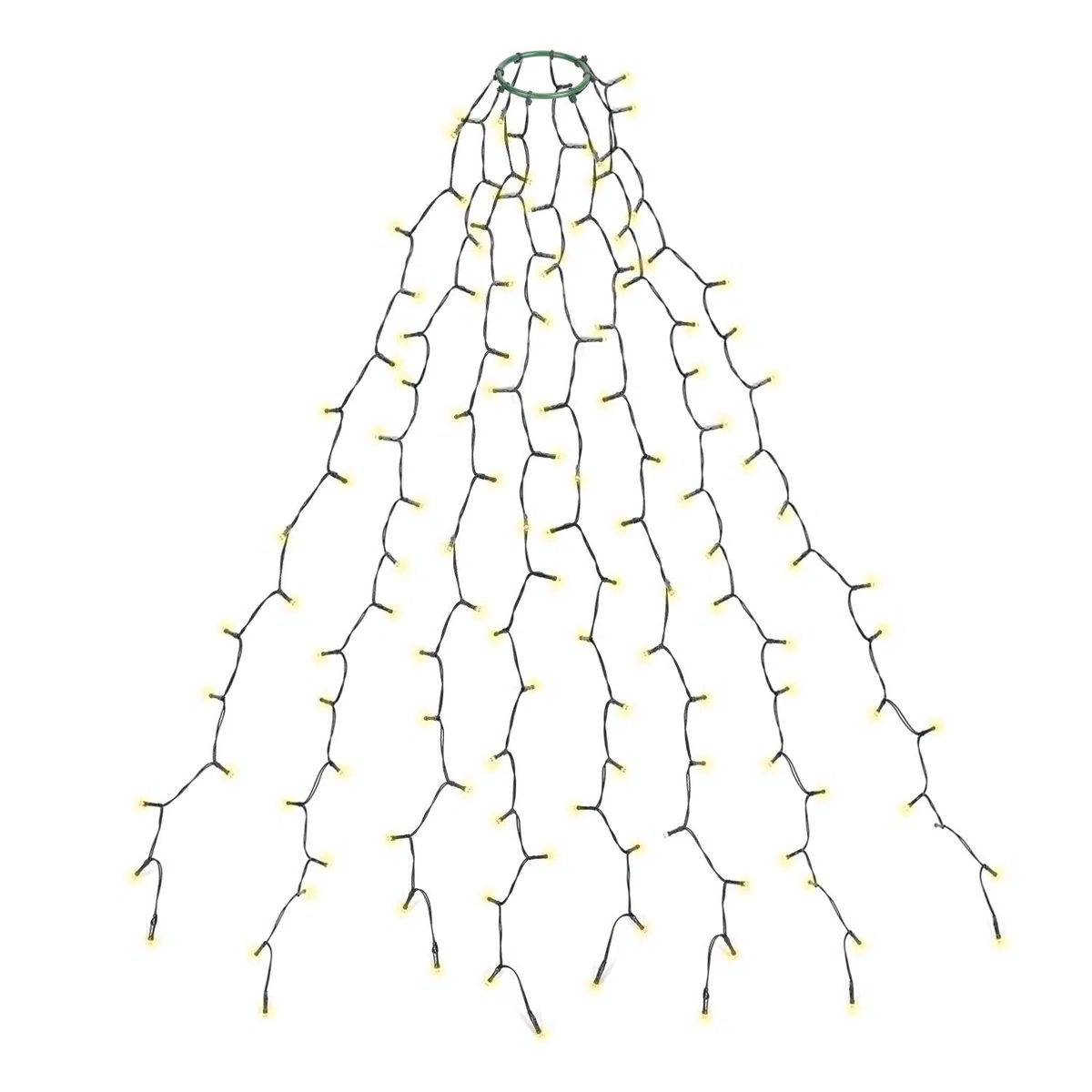 SALCAR Luci Albero Natale, 2M 8 Fili 280 LED Luci Decorazione Natale per Albero con Anello, 8 Modalità, Impermeabile IP44 Luminarie Natalizie Cascata per Interno Esterno, Bianco Caldo