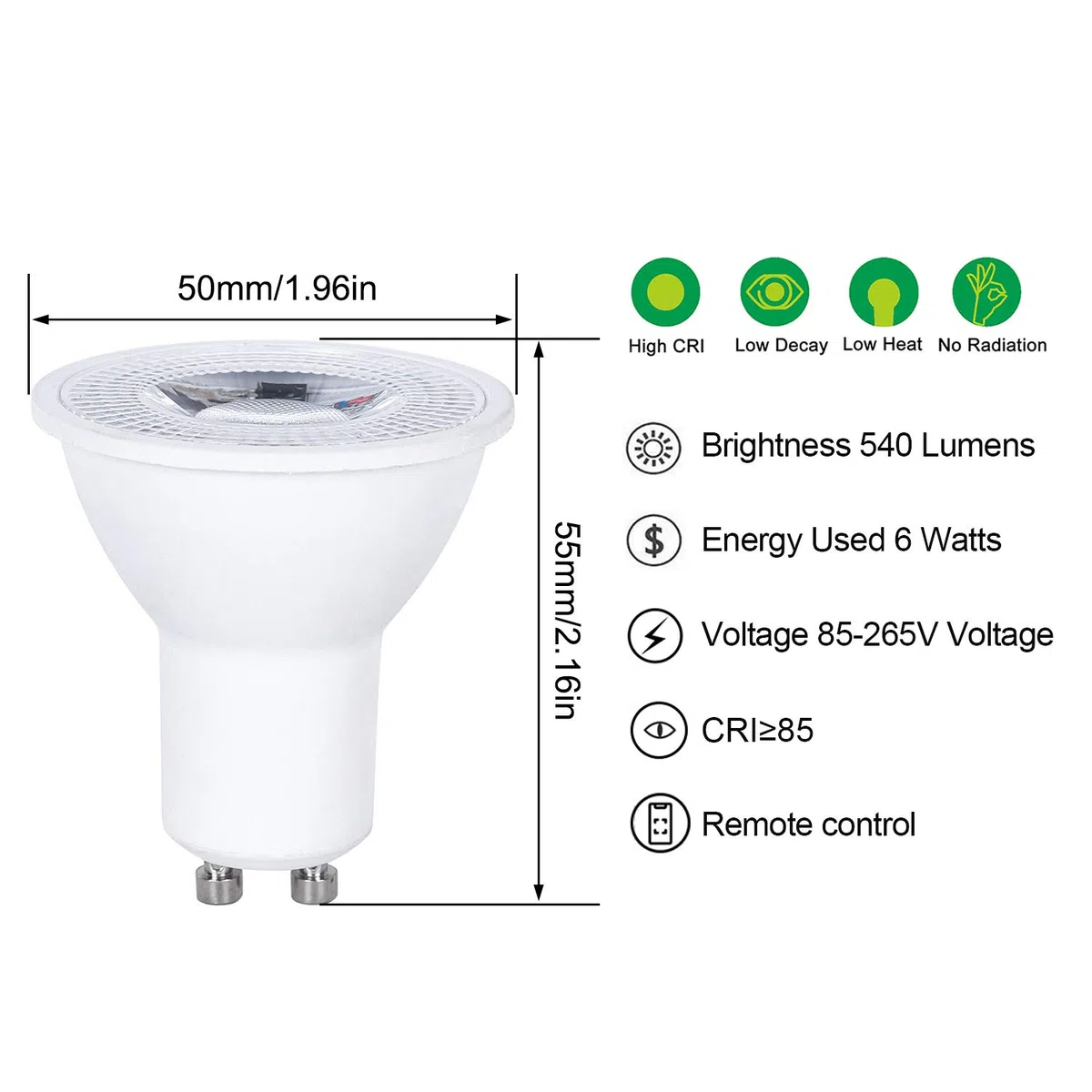 CM-GU10, lampadine colorate, Plastica, Gu10 Warm White, GU10 3.00watts