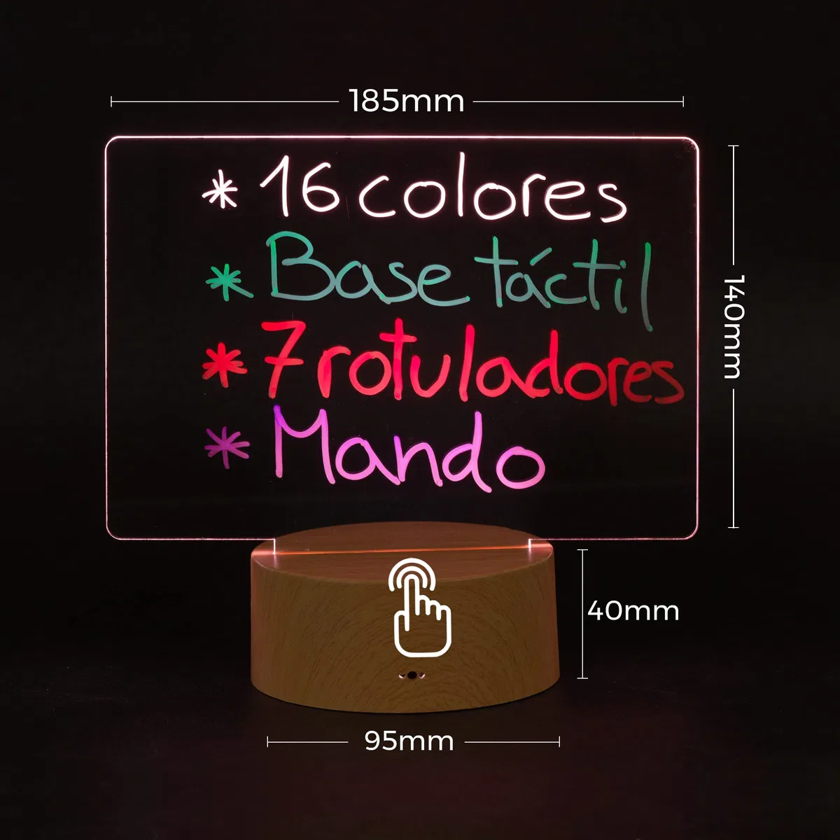 Lampada Personalizzata Ambiente - Lavagna Scrivania Acrilica Supporto - 7 Colori - Comodino Bambina
