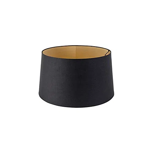 QAZQA rond schuin katoen - Paralume Moderno - luce - Ø 400 mm - Nero - Moderno -