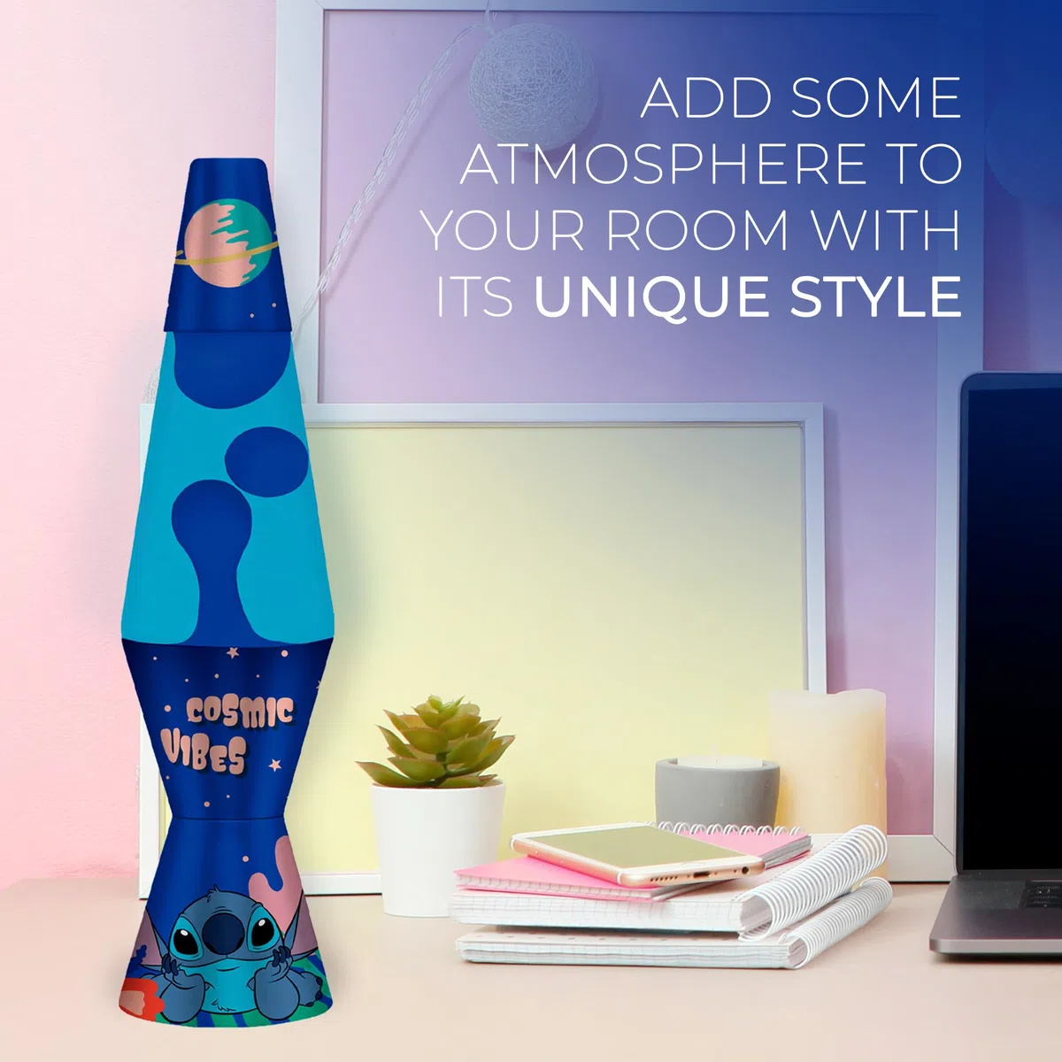WONDEE Disney Lampada Lava Stitch, [5 Modelli] Decorazione per la Stanza Stich ipnotica e antistress, Lava Lamp Originale Bambini con il tuo personaggio preferito, Regalo Stitch Bambina e Adulte