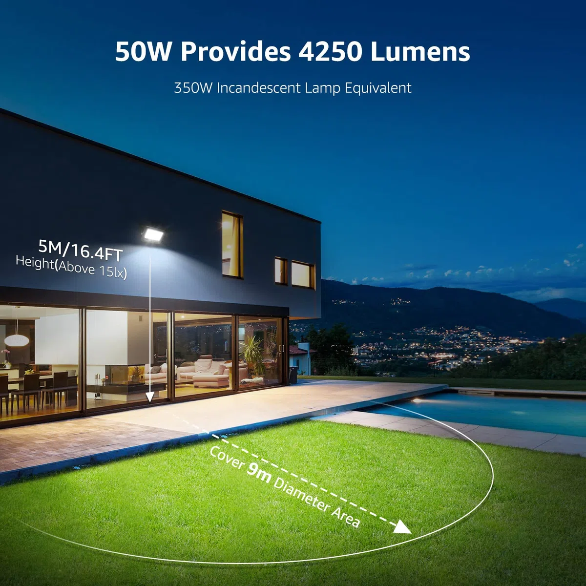 Lepro Faretto LED da Esterno 50W, Faro LED Esterno Impermeabile IP65, Proiettore 4250 Lumen Bianca Naturale 5000K Super Luminosa, Luci di Sicurezza per Terrazza, Giardino, Corridoio, Garage