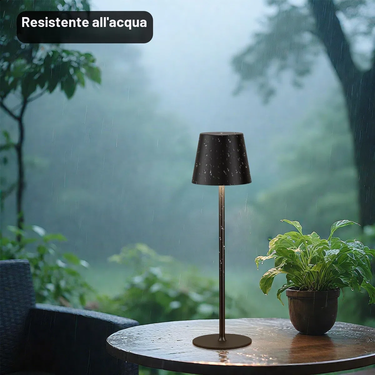 Lampada da Tavolo Senza Fili LED Dimmerabile, 3 Modalità di Colore, Lampada da Comodino Touch Ricaricabile per Camera da Letto, Soggiorno, Campeggio all'aperto Esterno Verande(Nero)