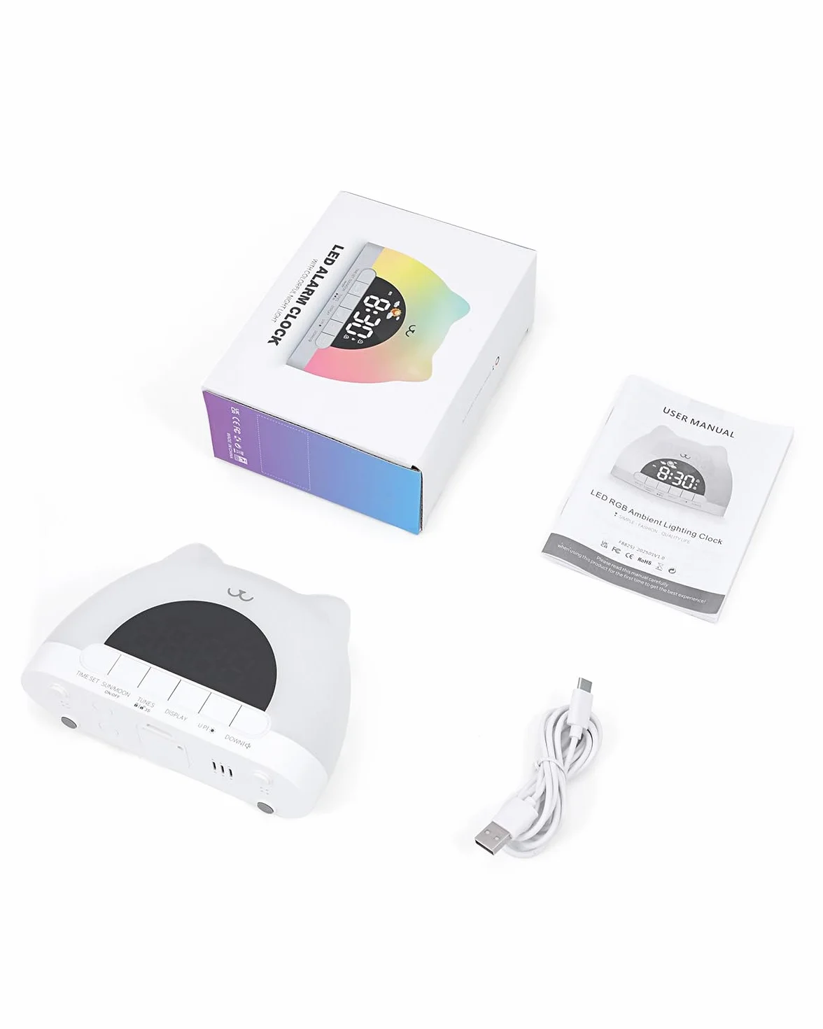 Sveglia Bambini Giorno Notte, Sveglia da Comodino con Luce Notturna a 11 Colori RGB, Snooze, 2 Allarmi, Sveglia Digitale per Bambini con Luna e Sole, Addestratore del Sonno per Bambini