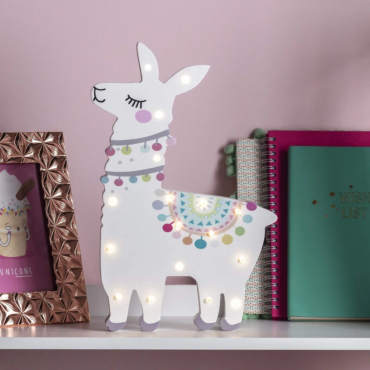 Lights4fun - Lampada Decorativa di Legno a Lama con 17 LED Bianco Caldo a Pile
