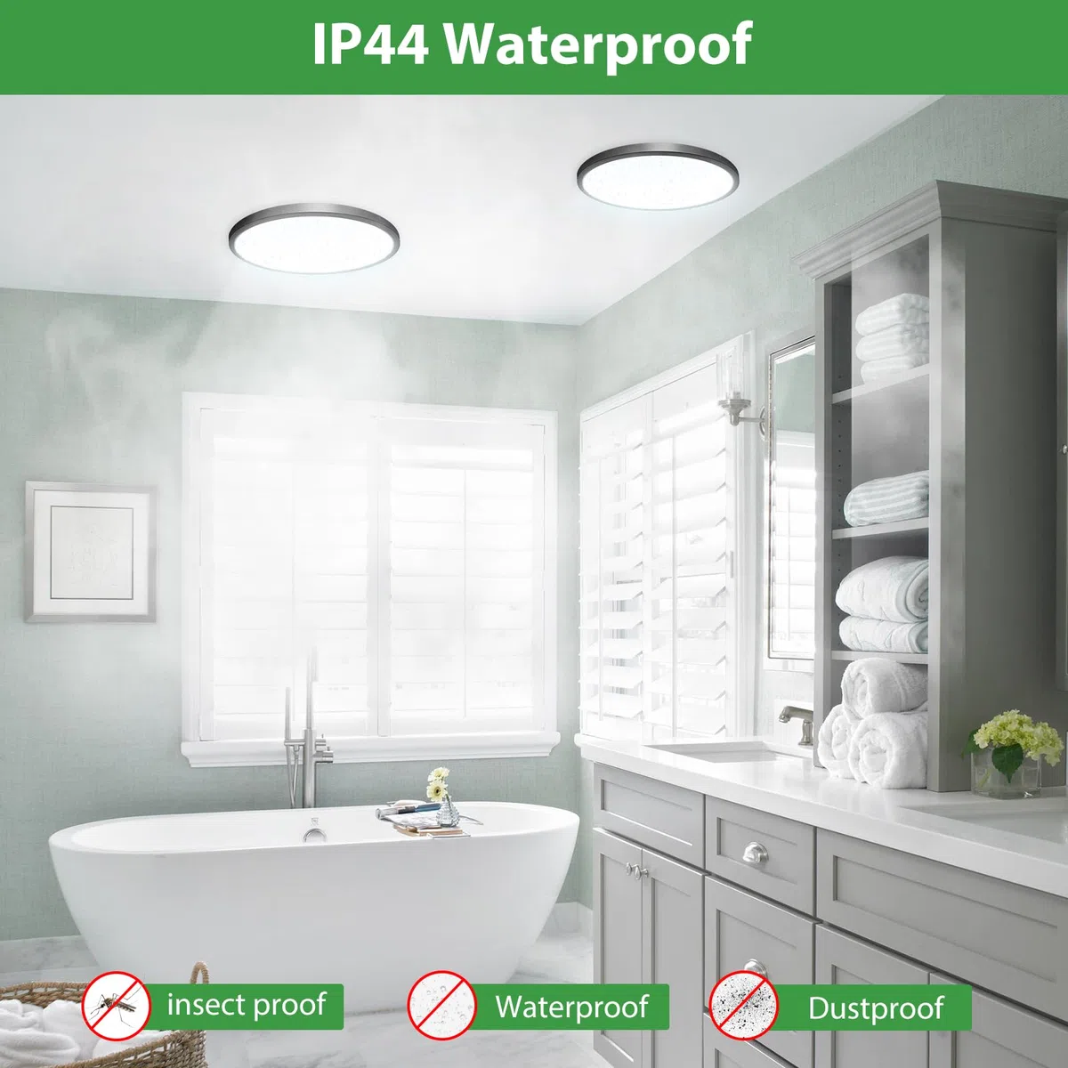 24W Plafoniera LED Soffitto [2 Pezzi], 2100LM Plafoniera 3 Colori 3000K/4500K/6000K Sottile Lampada da Soffitto Ø22cm Luce Calda Naturale Fredda IP44 per Bagno Soggiorno Camera da Letto Cucina