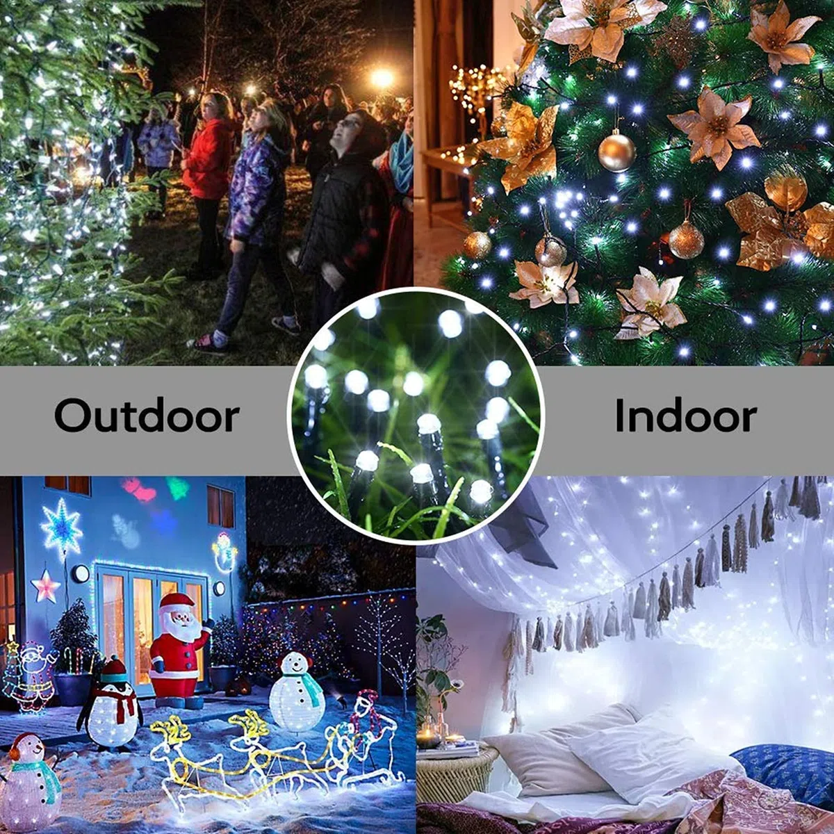 BrizLabs Natale di Luci Interno 200 LED 20M, Catena Luminosa Esterno 8 Modalità Stringa Luci Led Impermeabile Catena di Luci per Feste Compleanni Eventi Albero Giardino Decorazioni (Bianco Freddo)