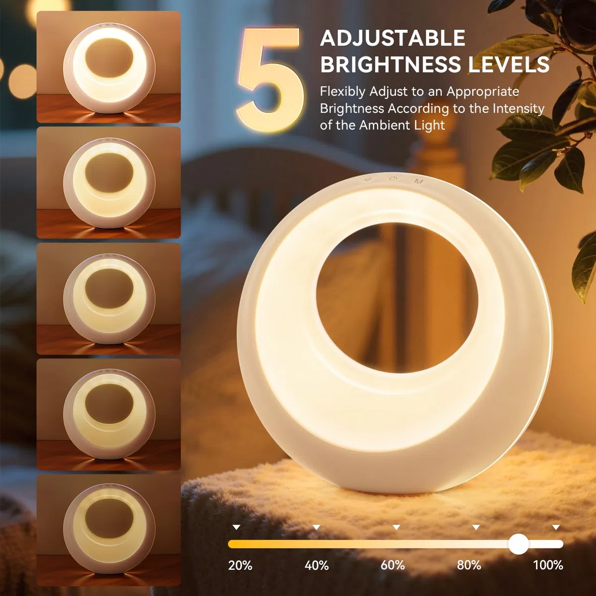 Auxmir Luce Notturna Bambini, Lampada da Comodino Touch, Abat Jour da Comodino Telecomando, Funzione Timer, Ricaricabile 2000mAh, 7 Colori RGB, 9 Modalità, Dimmerabile, per Camera da Letto, Soggiorno