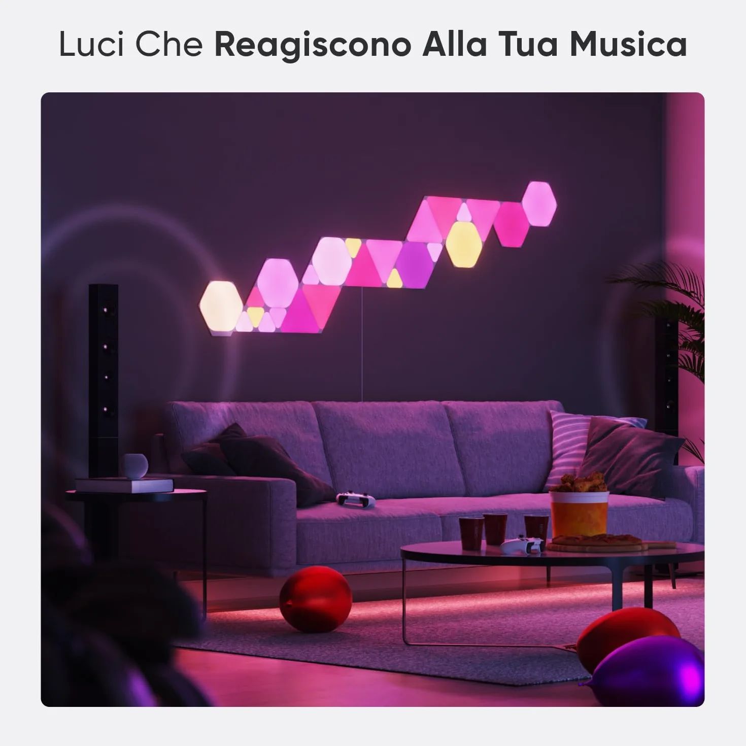 Nanoleaf Shapes Hexagon Starter Kit, 9 Esagoni Luminosi LED RGBW Smart, Applique da Parete Interno Modulari, Luci Led 16M Colori WiFi, Funziona con Alexa, Sincronia Musica e Monitor, Deco e Gaming