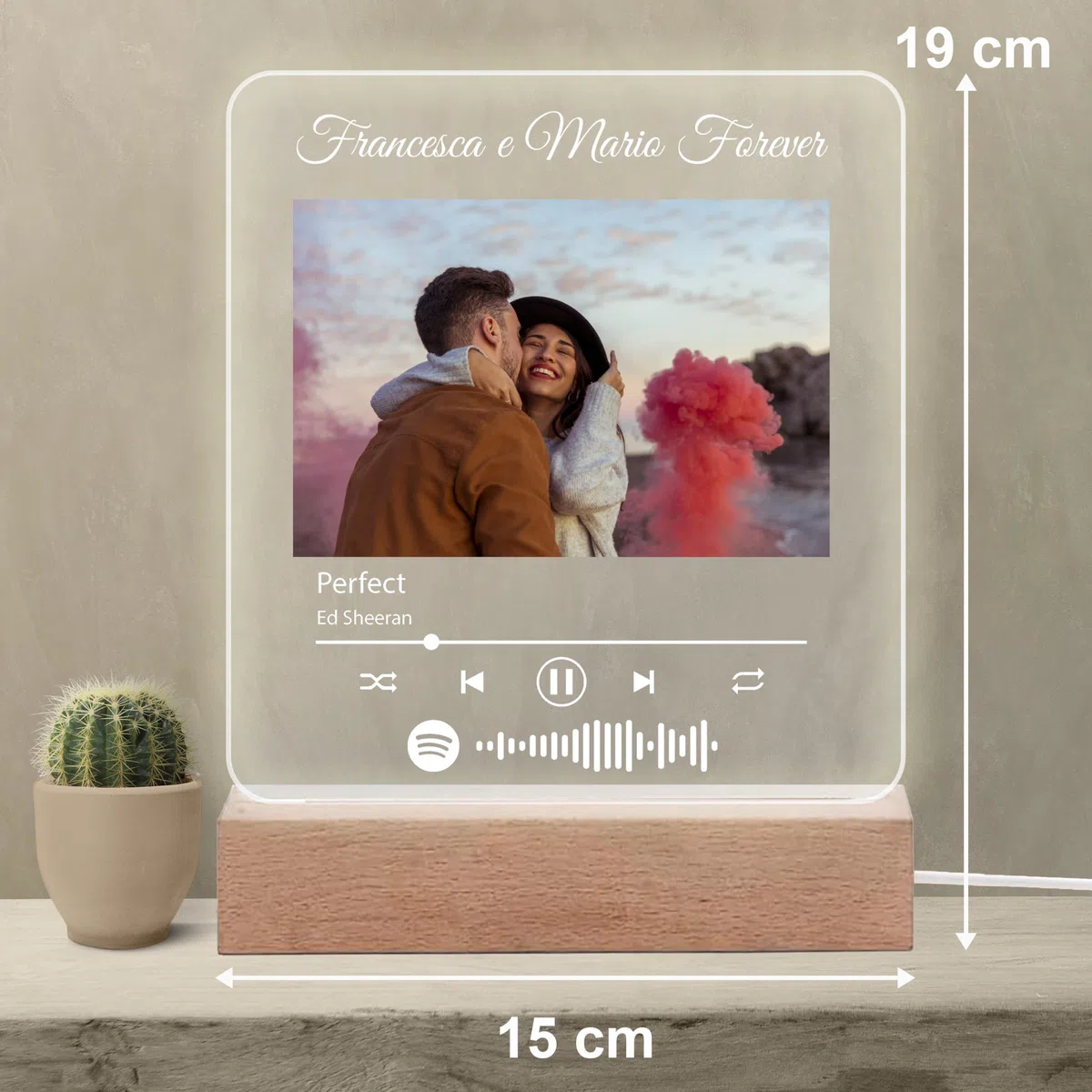 Stileitaliano Regalo San Valentino lampada led personalizzata Spotify canzone regali di coppia per lui e lei fidanzata fidanzato (Spotify)