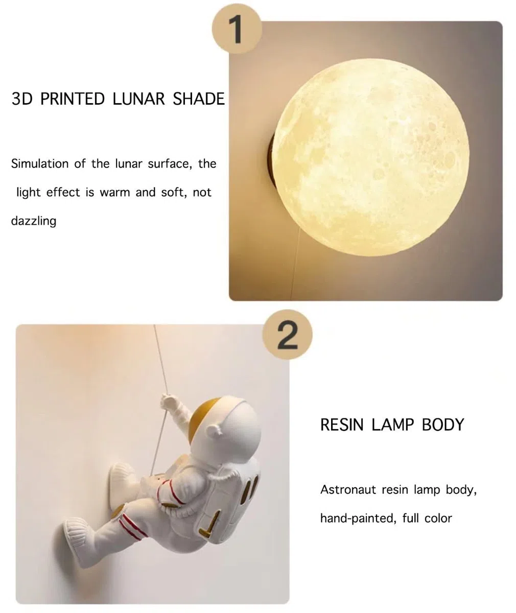 LED Luna Astronauta Applique da Parete 3D Stampa Luna Illuminazione Notturna Camera Bambini Decorativa 3 Luce 15 CM