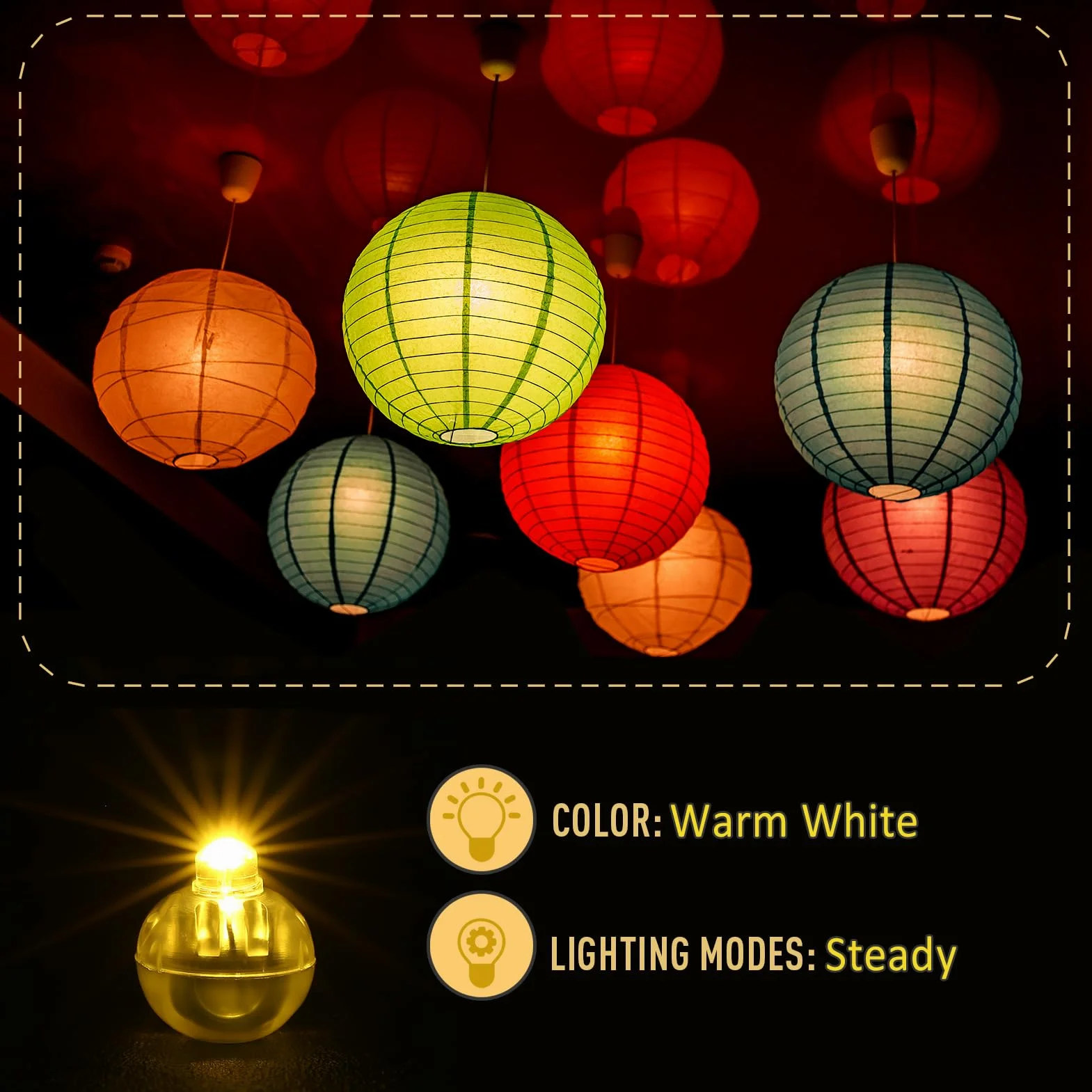 LIHAO Palloncini Luci, 30pz Mini LED Luce Rotondo per Lanterne di Carta Palloncini Decorazione per Festa Natale Halloween (Bianco Caldo)