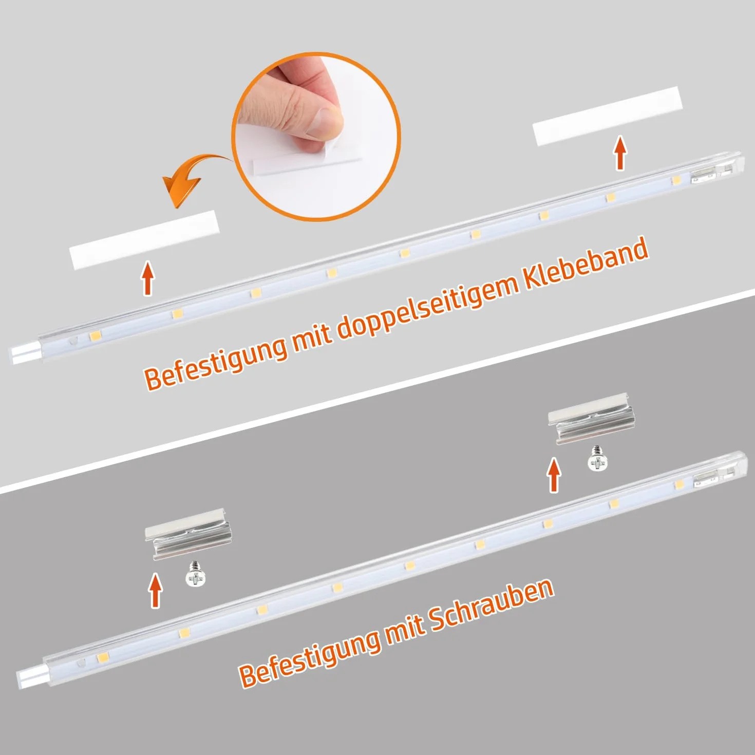 da LIGHT Lampada da incasso a LED con interruttore, 7 W, 700 lm, 4000 K, luce bianca neutra, per cucina, vetrine, armadio, con strisce da 4 x 41 cm, espandibile tramite sistema a incastro
