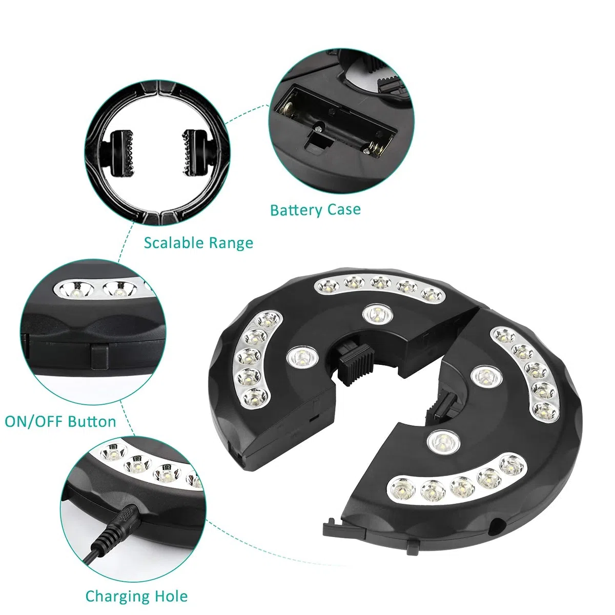 Supernight - Illuminazione per ombrellone, 28 luci a LED, 3 modalità di luminosità, 4 batterie AA (non incluse) per ombrelloni da terrazza all'aperto, campeggio, luce bianca calda