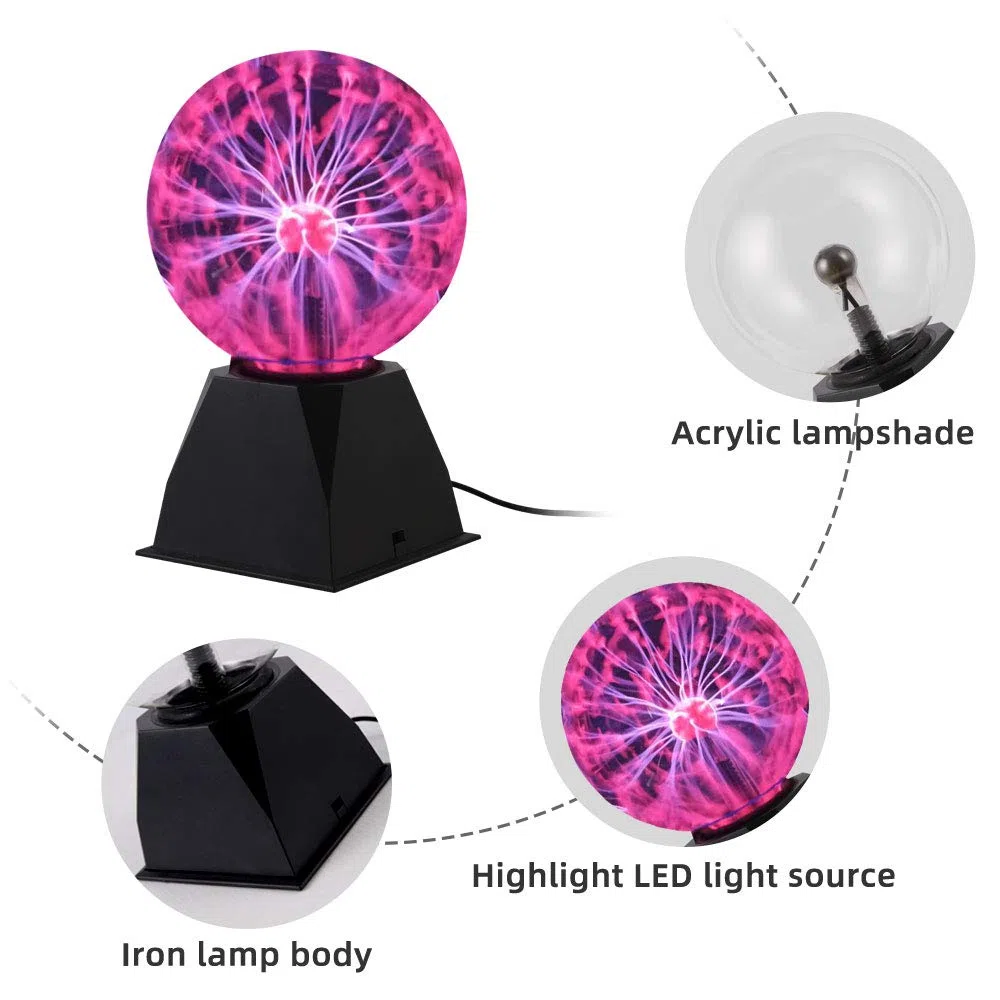 Riserva Sfera al Plasma Magica, 6 Pollici Lampada a Sfera al Plasma Sound Sensitive Touch, Sfera Luminosa Magica per Feste, Decorazioni, Prop, Home, Rossa