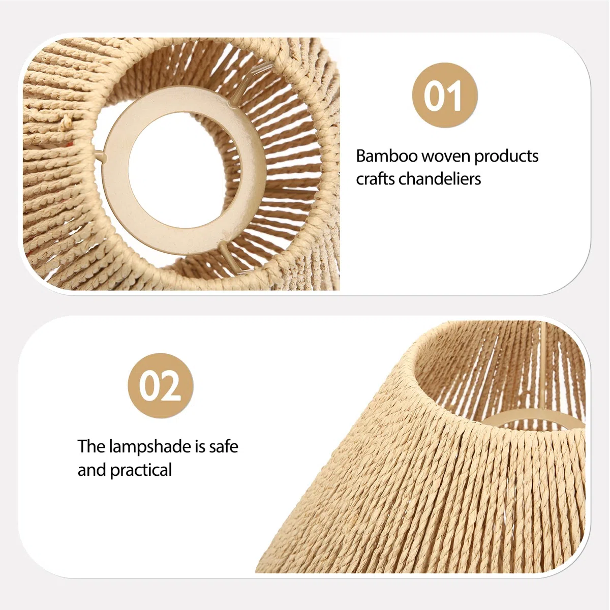 Mikikit Plafoniera I ntrecciata, Paralume Boho in Rattan Vimini Lampada Da Soffitto In Corda Di Paglia Naturale Con Paralume In Rattan Luce A Muro