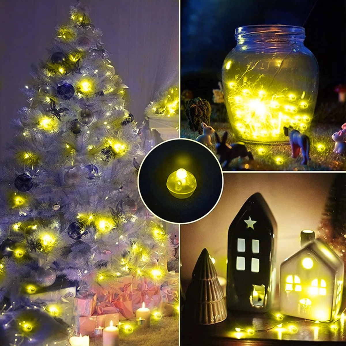 50 Pezzi Mini LED Palloncini Luci,Rotondo Lampada a Palloncino,Lampada a Palloncino,Luci a LED per Palloncini Luminosi per Matrimonio Halloween Festa di Natale Decorazione(Bianco Caldo)