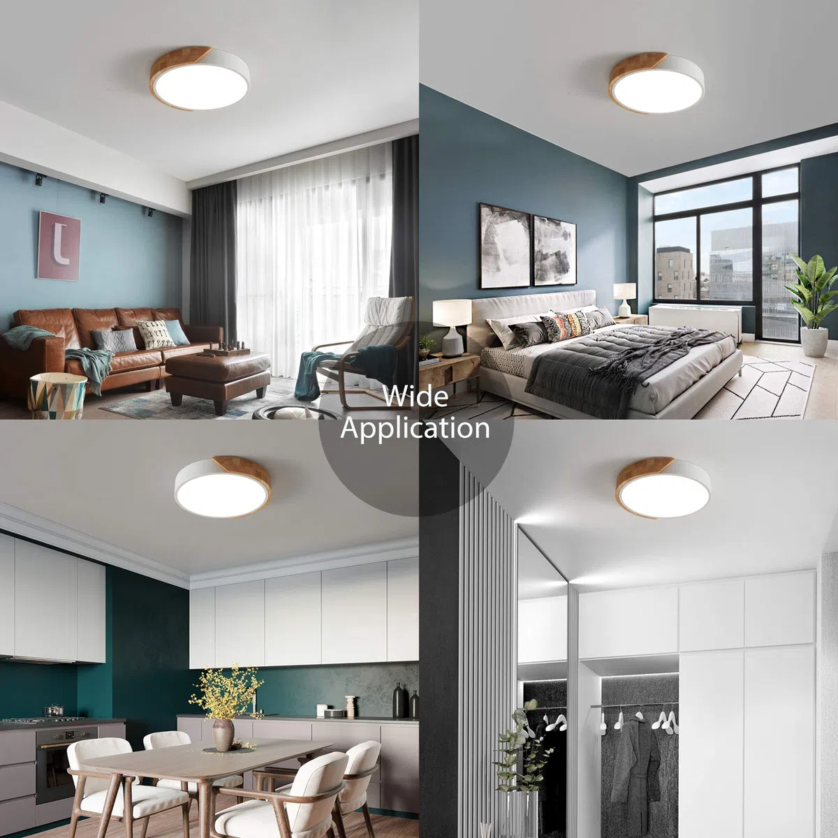 Plafoniera LED 24W Bianco Caldo 3000K 1600LM,Plafoniere LED Moderne Rotonde in Legno per Interni Ø30cm per Salotto Soggiorno Cucina Sala da Pranzo Corridoio Home Office