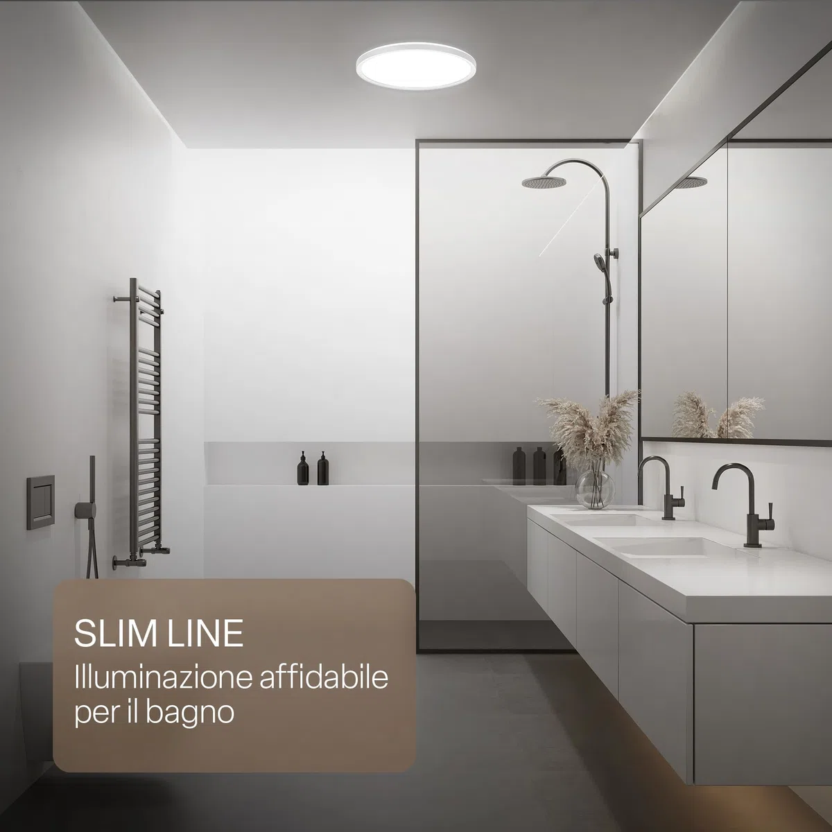 B.K.Licht - Pannello LED piatto con illuminazione indiretta, luce bianco neutro, protezione IP44, plafoniera bagno, plafoniera cucina, lampadario, lampada soffito, 29 x 3 cm, bianco