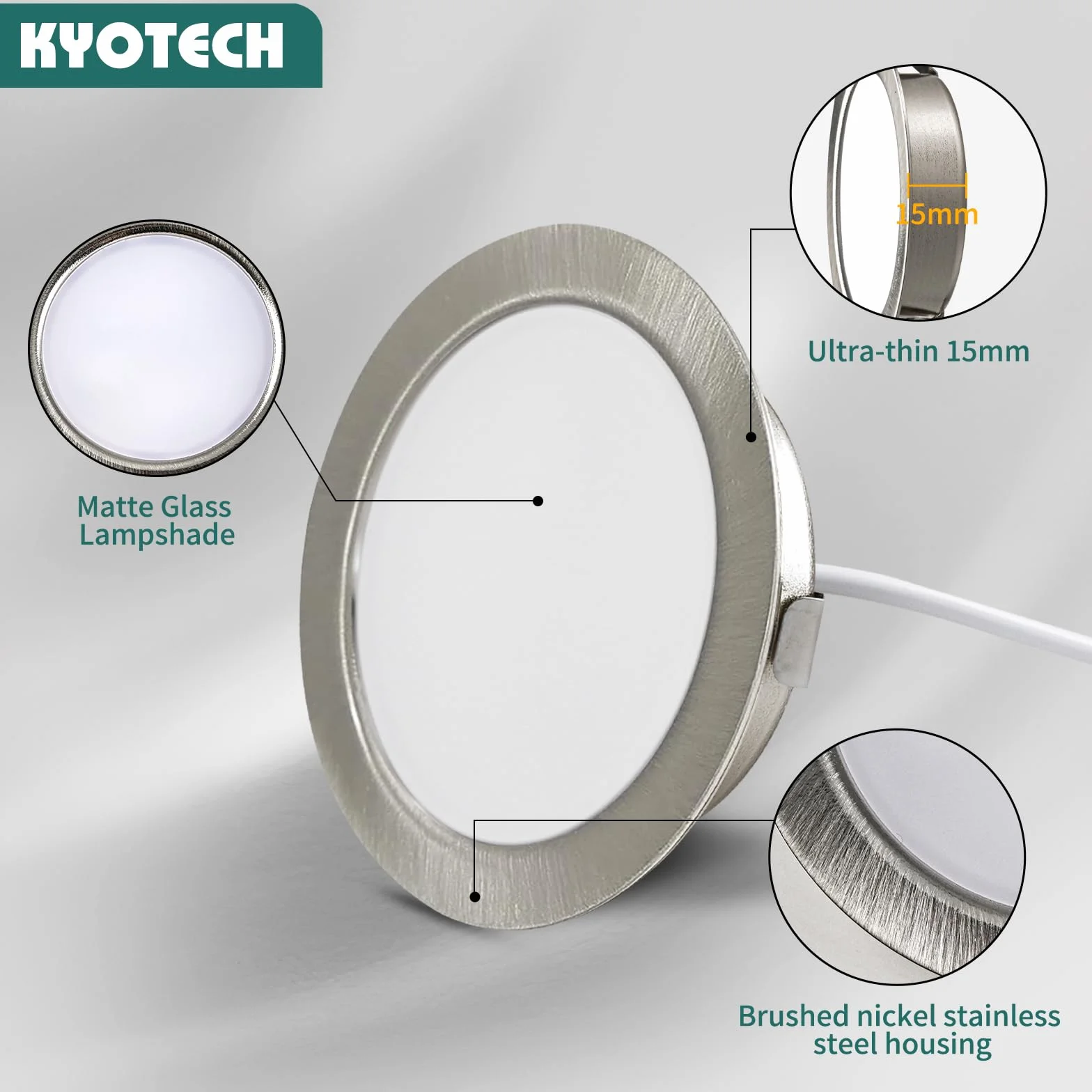 Faretti LED da incasso per mobili dimmerabili, 230V 4W G4 4000K 300LM, cavo di collegamento da 15 cm, faretto da incasso, in acciaio inox spazzolato, al posto delle lampade ad alogene Set di 3