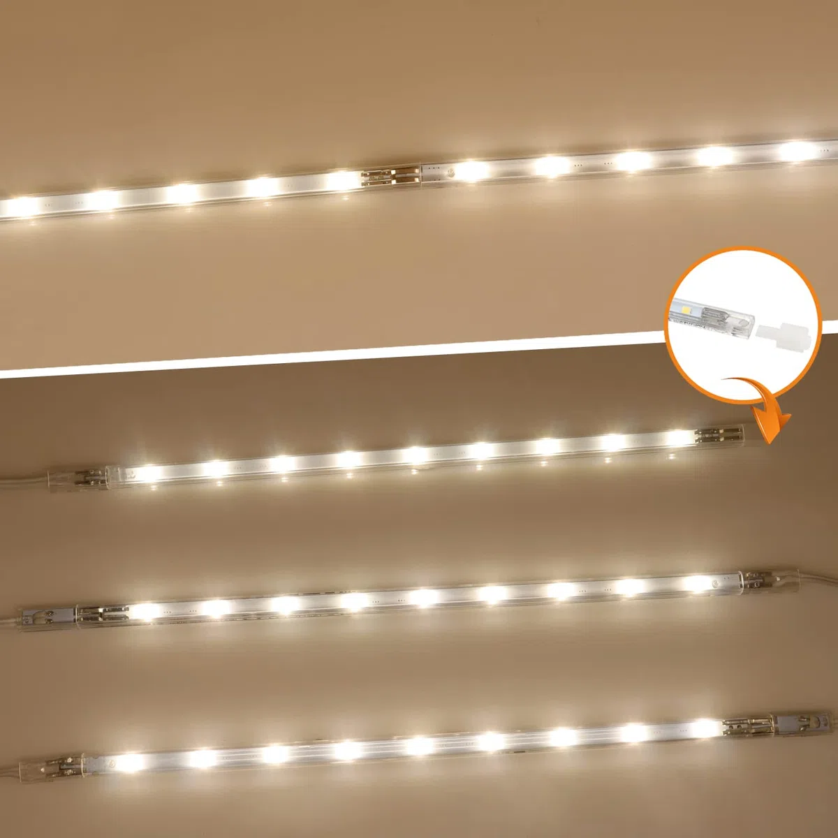 Lampada da incasso LED con interruttore 8,5 W 760 lm 4000 K bianco neutro, barra luminosa per cucina, illuminazione per vetrine e armadi, con 6 x 26 cm di strisce per cucina e armadio, espandibile