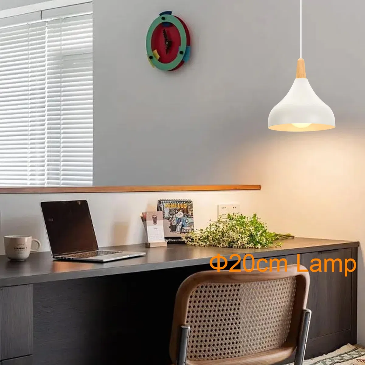 iDEGU 20CM Lampada a Sospensione Retrò LED Lampada a Soffitto in Legna Metallo Moderna Lampadario a Forma di Goccia Stile Scandinavo Plafoniera per Soggiorno Sala da Pranzo Cameretta (Bianco 1 Pezzo)