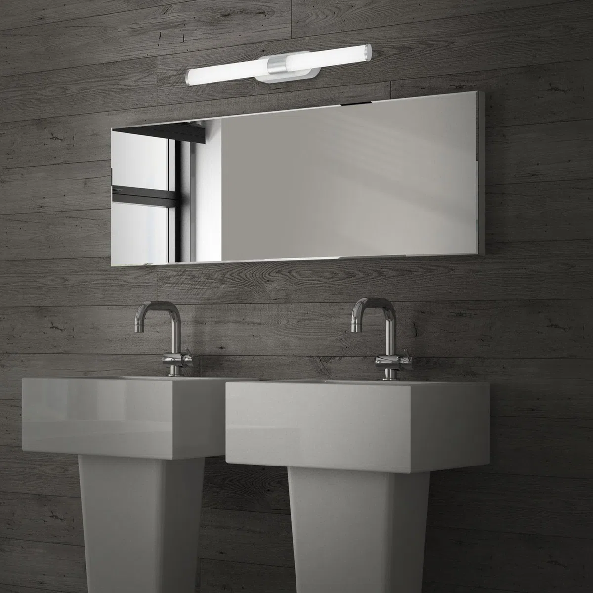 BRILONER - Lampada a LED per specchio da bagno, lampada da specchio per il bagno, lampada da parete, applique, IP44, tonalità di luce bianco neutro, 7W, finitura cromata opaca, 40 cm.