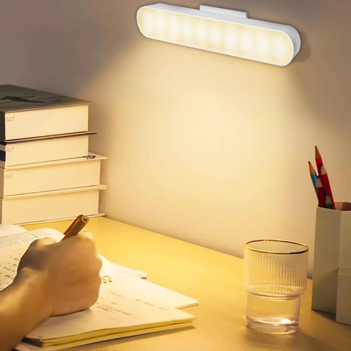 Lampada da specchio a LED per bagno, 32 cm, illuminazione per tavolo da toeletta, 4500 mW, portatile, con rotazione a 360°, 3 colori, dimmerabile, LED per trucco, lampada da specchio, anti vertigini