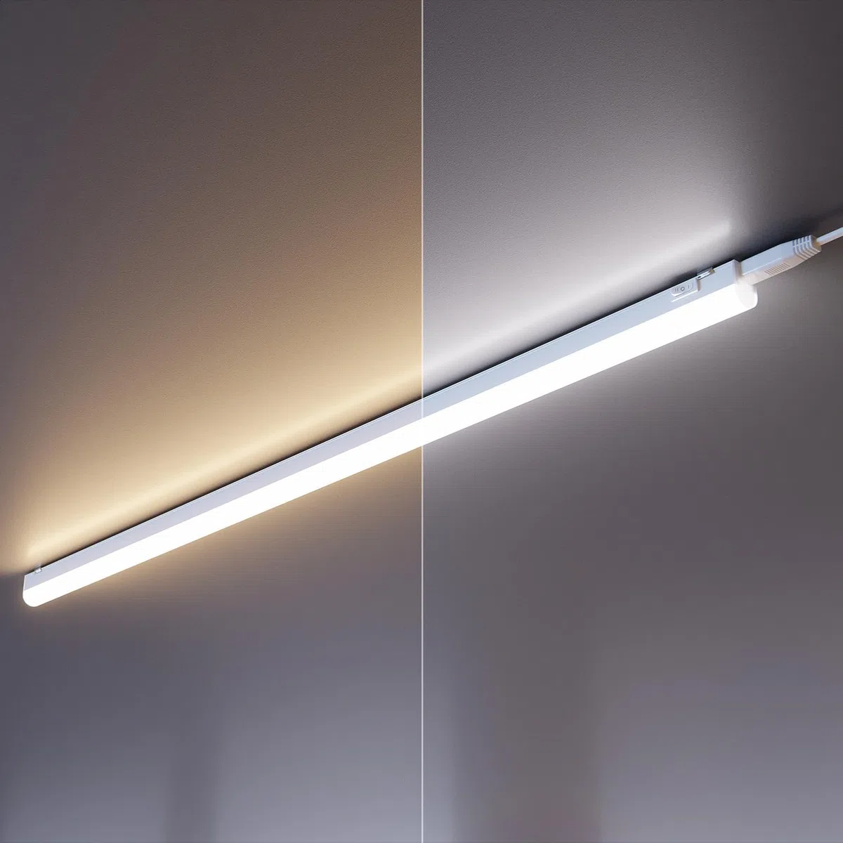 ledscom.de Apparecchio LED sottopensile RIGEL, temperatura di colore regolabile, spina, 87 cm, 10,1 W, 1122lm, bianco caldo/bianco