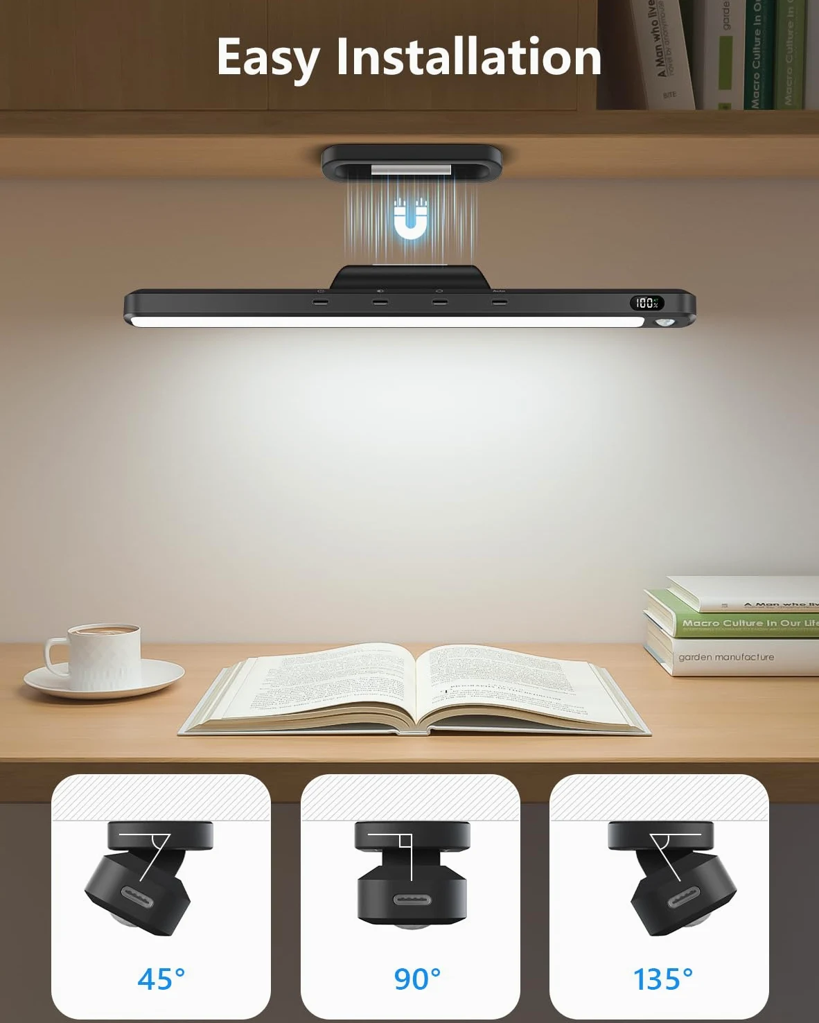 Ferswe 5W Luce Armadio LED Ricaricabile, Armadio Led con Sensore di Movimento, 30CM, 2500 mAh, Indicatore di Carica della Batteria, Facile Installazione Magnetiche Luce Armadio, per Cabina ArAmadio
