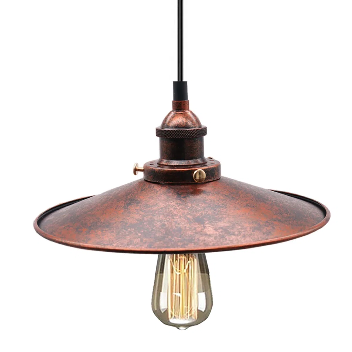 HTRUIYATY Plafoniera in Metallo E27 Lampadario Industriale Vintage Lampade a Sospensione da Soffitto Moderni Lampadario per Cucina Soggiorno Sospensione Rust 26 cm
