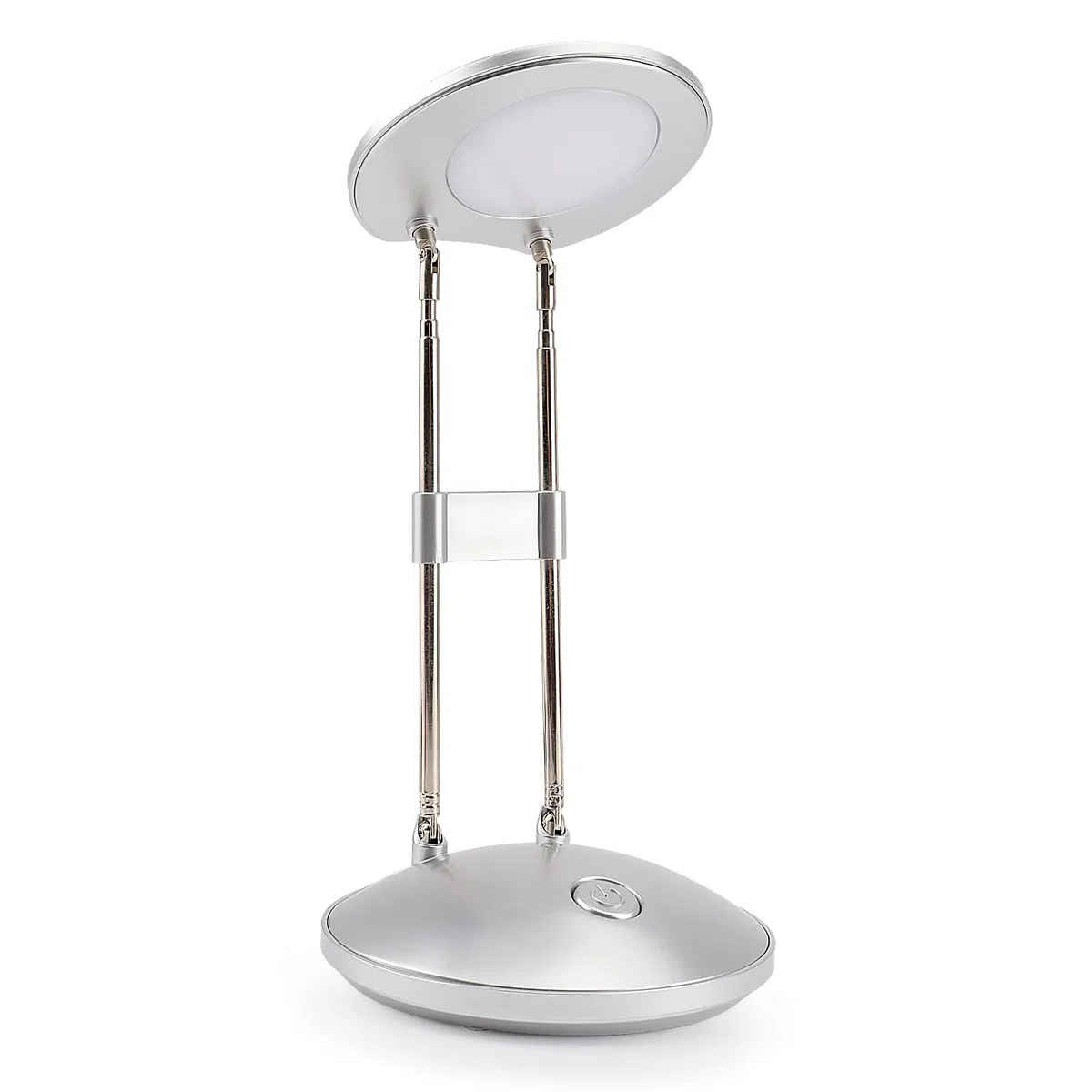 DA LIGHT - Lampada da scrivania a LED, 3000 K, luce bianca calda, 3,6 W, per comodino, da lettura, con supporti retrattili, colore argento, per ufficio, lettura, studio