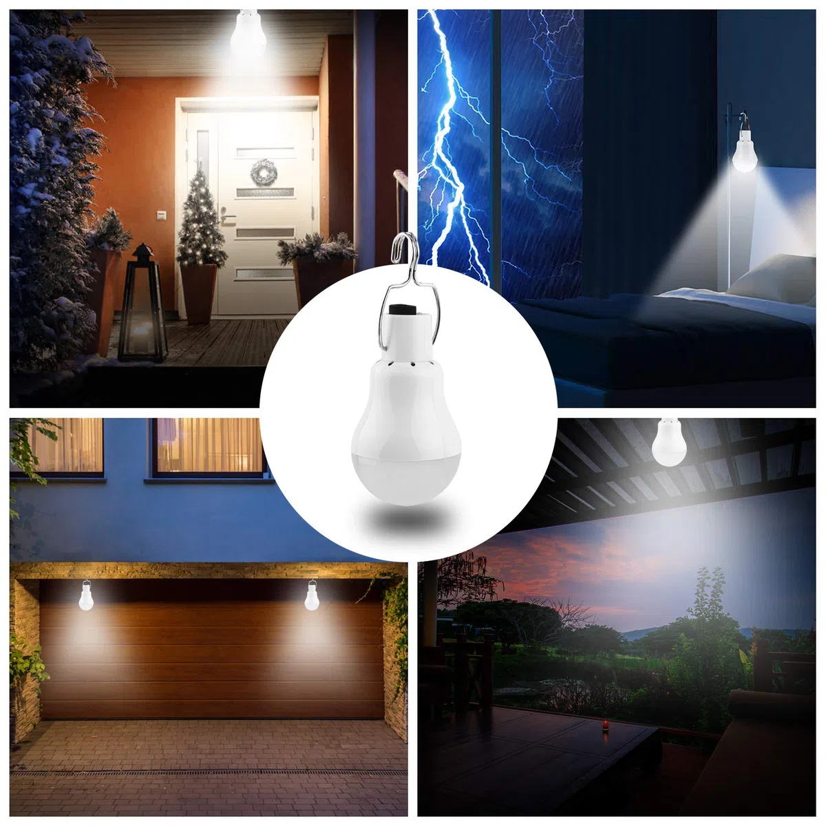 TechKen 2 Lampadine con Pannello Solare Lampada Led Portatile Ricaricabile da Esterno Giardino per L'illuminazione di Emergenze