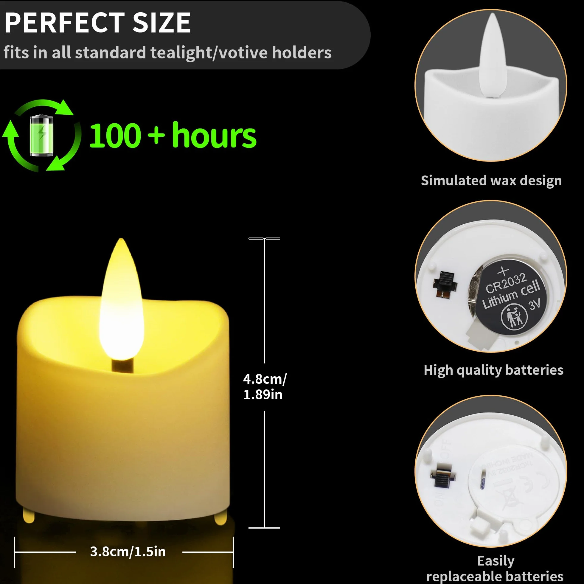 daphomeu Candela LED Con Telecomando 24 Pezzi, Senza Fiamma, Con Funzione Timer, Candela Elettrica Tremolante, Per Matrimoni, Feste, Halloween, Natale, Decorazioni Per La Casa